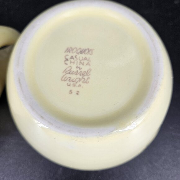 Vintage Iroquois Russel Wright Casual China Creamer Sugar Bowl Set Yellow USA - Picture 9 of 14